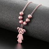 Personalized Name Necklace Stainless Steel with Engraved Beads - Father's Gift