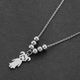 Personalized Name Necklace Stainless Steel with Engraved Beads - Father's Gift