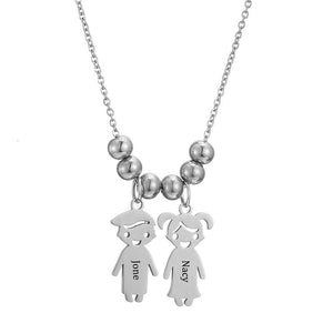Personalized Name Necklace Boy Girl Pendant Stainless Steel Beads Necklace