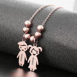 Personalized Name Necklace Boy Girl Pendant Stainless Steel Beads Necklace