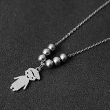 Personalized Name Necklace Boy Girl Pendant Stainless Steel Beads Necklace