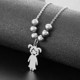 Personalized Name Necklace Boy Girl Pendant Stainless Steel Beads Necklace