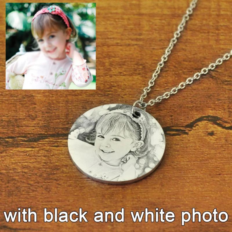 Photo Necklace Round Disc Personalized Portrait Necklace