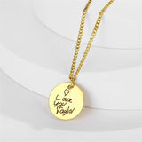 Handwriting Signature Engrave Disc Necklace Stainless Steel Round Pendant