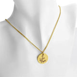 Handwriting Signature Engrave Disc Necklace Stainless Steel Round Pendant