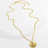 Handwriting Signature Engrave Disc Necklace Stainless Steel Round Pendant