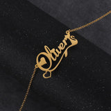 Cat Shape Name Necklace Stainless Steel Personalized Jewelry