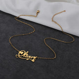 Cat Shape Name Necklace Stainless Steel Personalized Jewelry