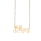 Cat Shape Name Necklace Stainless Steel Personalized Jewelry