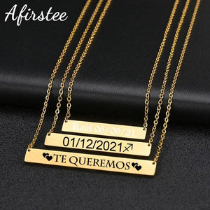 Personalized Stainless Steel Name Bar Necklace