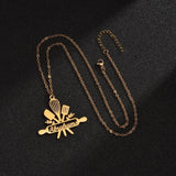 Personalized Stainless Steel Mom Necklace with Nameplate Utensils