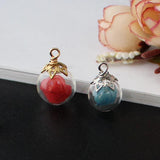 6PCS Mini Clear Glass Globe Ball Charms DIY Necklace Accessories