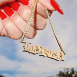 Old English Necklace Stainless Steel Choker Cuban Chain Personalized Name Neckla