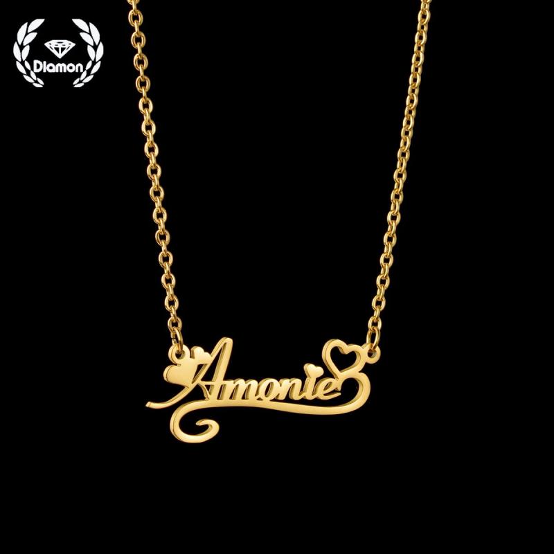 Diamon Heart Choker Name Necklace for Women