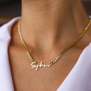 Personalized Stainless Steel Name Necklace with 3mm Cuban Chain for Women