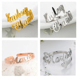 Personalized Double Name Rings Adjustable Stainless Steel Family Ring