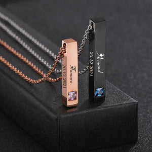 Personalized ID Bar Necklaces for Couple - Stainless Steel Jewelry