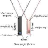 Personalized ID Bar Necklaces for Couple - Stainless Steel Jewelry