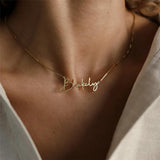 Name Necklace Cursive Stainless Steel Choker Mothers Gift