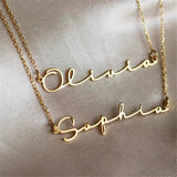 Name Necklace Cursive Stainless Steel Choker Mothers Gift