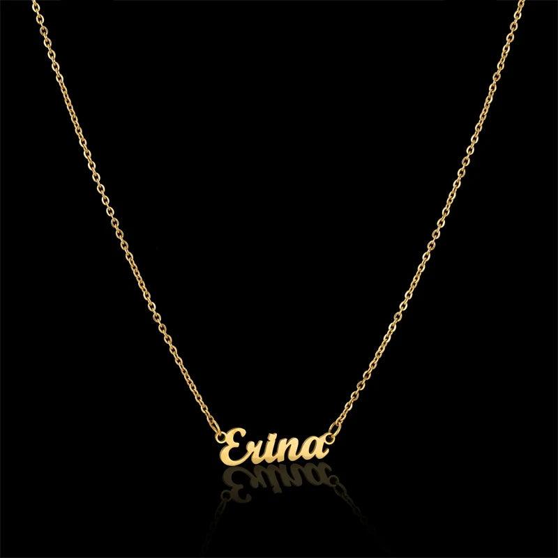 Personalized Name Pendant Necklace Cursive Nameplate Choker BFF Gift