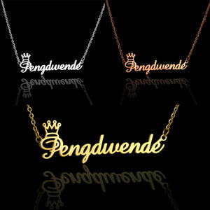Personalized Name Pendant Necklace For Women Crown Heart Nameplate Choker