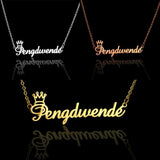 Personalized Name Pendant Necklace For Women Crown Heart Nameplate Choker