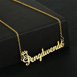 Personalized Name Pendant Necklace For Women Crown Heart Nameplate Choker