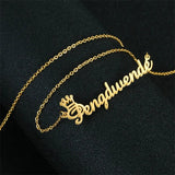 Personalized Name Pendant Necklace For Women Crown Heart Nameplate Choker