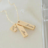 Engraved Necklace Personalized Multiple Kids Names for Mothers Jewelry