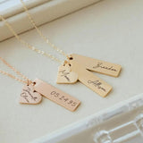 Engraved Necklace Personalized Multiple Kids Names for Mothers Jewelry