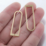 20pcs Raw Brass Textured D Shape Resin Frame Charms Pendants