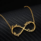Personalized Stainless Steel Infinity Name Necklace Heart Cross Pendant