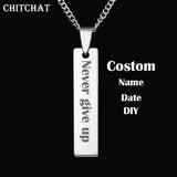 Personalized Name Necklace Blank Bar Tag Pendant Necklace