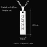 Personalized Name Necklace Blank Bar Tag Pendant Necklace