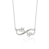 Infinity Leaves Stainless Steel Name Necklace for Women Wedding Engagement