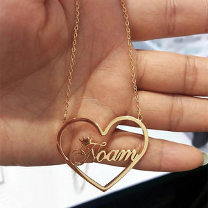 Personalized Crown Name Necklace Heart Pendant Choker Necklaces For Women