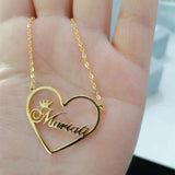 Personalized Crown Name Necklace Heart Pendant Choker Necklaces For Women