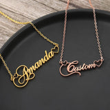 Double Hollow Heart Name Necklace Women Stainless Steel Personalize