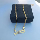 Snake Name Necklace Stainless Steel Cuban Chain Pendant Necklace