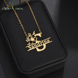Flower Art Font Name Necklace Personalized Jewelry