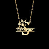 Flower Art Font Name Necklace Personalized Jewelry
