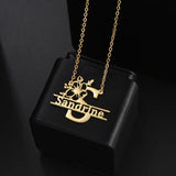 Flower Art Font Name Necklace Personalized Jewelry
