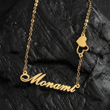 Personalized Double Heart Chain Pendant Necklace for Women