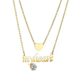 Personalized Heart Zircon Steel Necklace Double Chain Women Gift