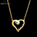 Custom Heart Rhinestones Name Necklace