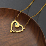 Custom Heart Rhinestones Name Necklace