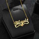 Custom Heart Rhinestones Name Necklace