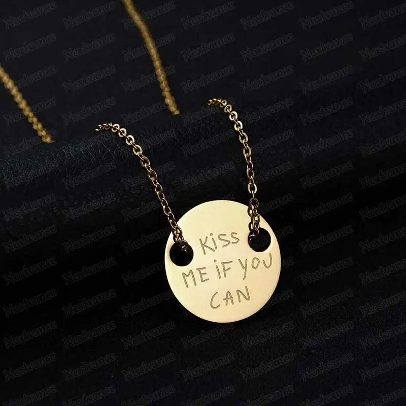 Engraved Name Coin Pendant Necklace Couple Necklaces for Lover