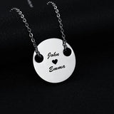 Engraved Name Coin Pendant Necklace Couple Necklaces for Lover